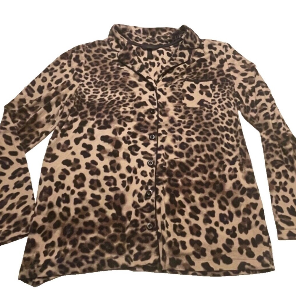 SOMA Intimates Ladies Long Sleeve Pajama Top‎ Cheetah Print Size M good cond